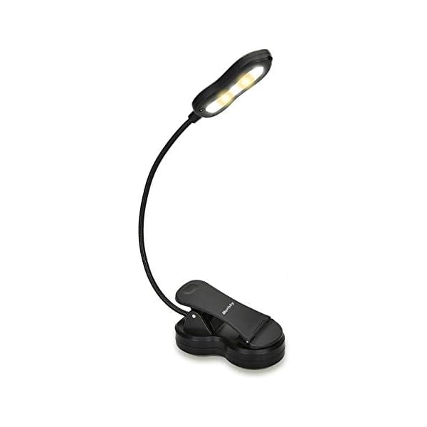 wonima02 Rechargeable Book Light: Clip on LED Book Light for Reading in Bed -Adjustable 3 Color x 3 Brightness -60 Hours Eye Care Reading -Lightweight & Portable for Bed &Travel (Black)