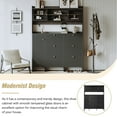 thumbnail image 6 of Cterwk Shoe Cabinet with Storage Shelf & 6 Drawers, Large Hall Tree with Tempered Glass Doors and 4 Hooks, Black, 6 of 9