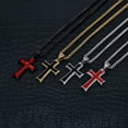 thumbnail image 5 of HZMAN Mens Stainless Steel Cross Pendant Necklace with Wheat Chain (Black & Red), 5 of 6