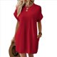 thumbnail image 1 of Vestido Holgado de Corta con Cuello Redondo y Bolsillos, Color Rojo, Talla S, 1 of 4
