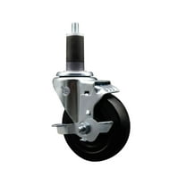 4 Inch SS Soft Rubber Swivel 1-1/4 Inch Expanding Stem Caster with Brake SCC