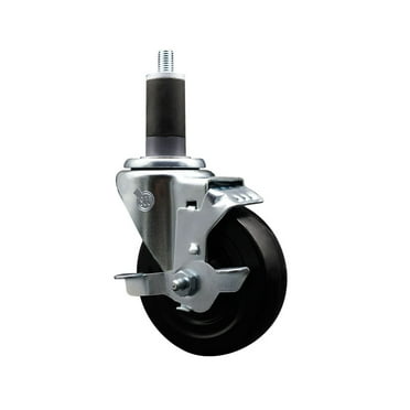 4 Inch SS Soft Rubber Swivel 1-1/4 Inch Expanding Stem Caster with Brake SCC
