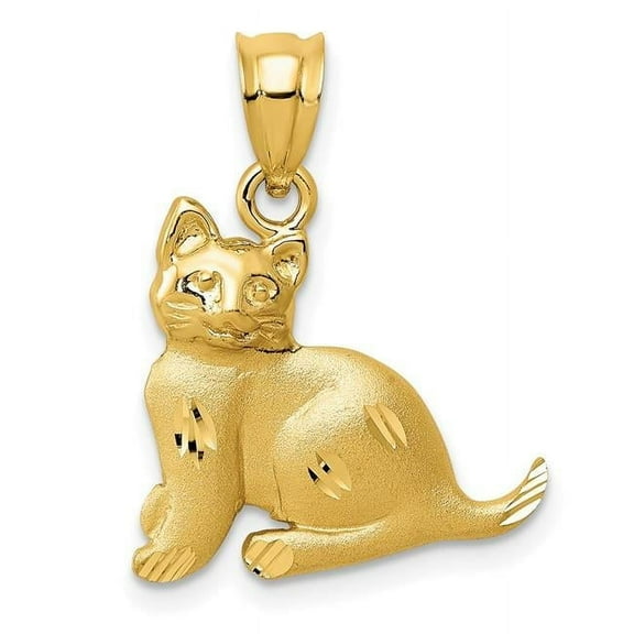 Finest Gold 14K Yellow Gold Cat Charm