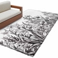 thumbnail image 2 of 4x6 Area Rugs, Wildflower Leaf Non-Skid Rubber Backing Large Rectangle Rugs - Living Room Bedroom Home Office, Grey Floral Botanical White Watercolor Indoor Floor Mat Carpets Washable Rug, 2 of 9