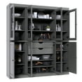 thumbnail image 3 of 100% Solid Wood Kitchen Pantry Storage Cabinet with Solid, Clear Glass Doors, Adjustable Shelves and 2-Drawers, Gray China Cabinet, 3 of 6