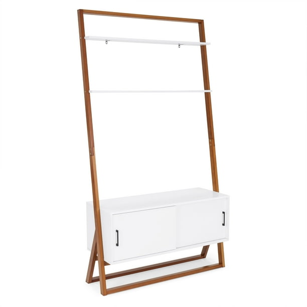 best choice products 42in modern wooden ladder shelf tv stand media console w shelves storage cabinet white walmart com walmart com best choice products 42in modern wooden ladder shelf tv stand media console w shelves storage cabinet white