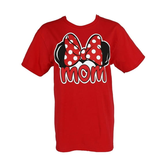 Women's Minnie Mouse Mom Fan T Shirt (Small (4-6), Red)