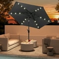 thumbnail image 1 of Costway 7.5 ft Solar Powered Patio Umbrella with LED Lights Push Button Tilt Crank Handle Gray, 1 of 10