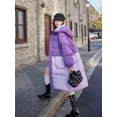 thumbnail image 5 of Abrigos de invierno para mujer, chaqueta acolchada con empalme de colores combinados, 90 % plumón de pato blanco, con capucha, abrigos largos y cálidos y gruesos, 5 of 5