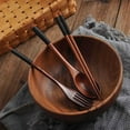 thumbnail image 5 of 4X Wooden Flatware Set, Wooden Portable Set Chopsticks Spoon Fork Tableware Dinnerware with Black Twining Thread, 5 of 8