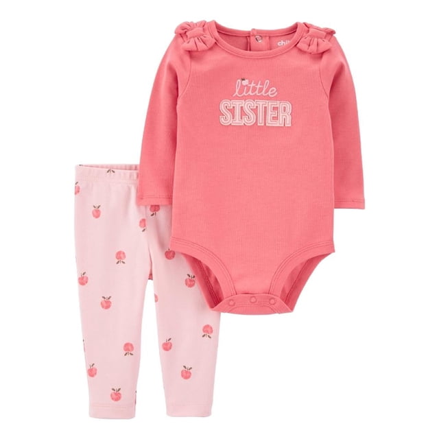 Set 2 pzs c/pantalón Carter's Child of Mine Rosa Estampado Frutal 0-3M