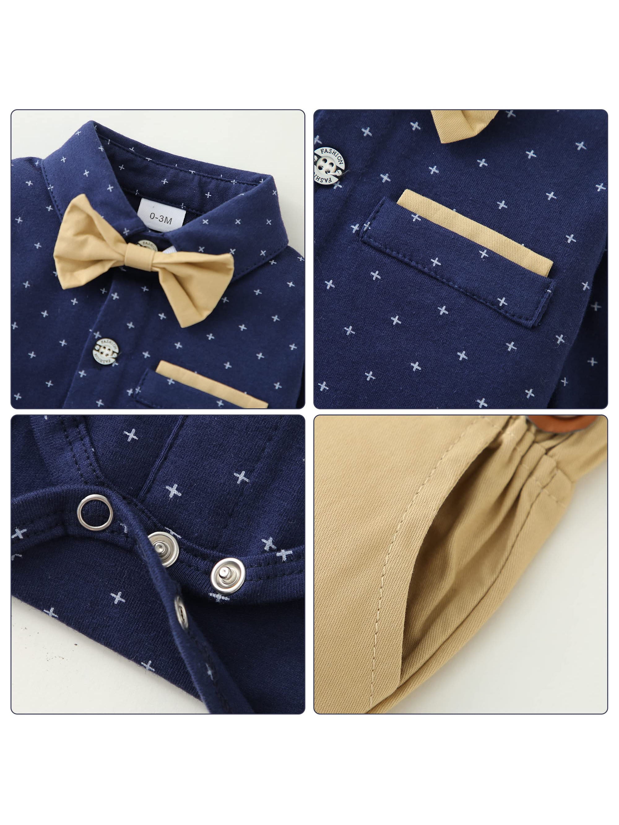 WESIDOM Baby Boy Clothes Gentleman Outfits Blue Brown Infant Tuxedo Long Sleeve 0-24 Months
