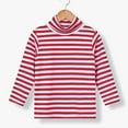 thumbnail image 4 of dazeni Girls Long Sleeve Tops Fashion Striped Mock Neck Turtleneck T Shirts Casual Basic Layering Tee Top Red 14-15Years, 4 of 4