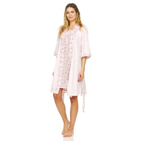 

Women Kimono Robe Gorgeous Loungewear 2PC Set Sleepwear Camisole & Robe Pink XXL