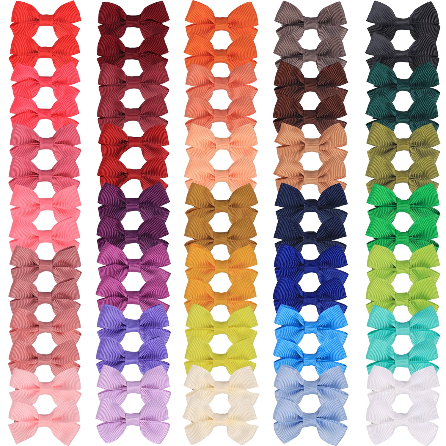 70Pieces 2inch Hair Bows for Baby Girls,35colors in Pairs Grosgrain Boutique Solid Ribbon Mini Bows Alligator Clips for Newborn Girls Infants Toddlers