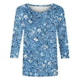 thumbnail image 5 of Awdenio New Arrivals Women's Casual 3/4 Sleeve T-Shirts Round Neck Cute Tunic Tops Floral Print Tees Blouses Loose Fit Pullover, 5 of 5