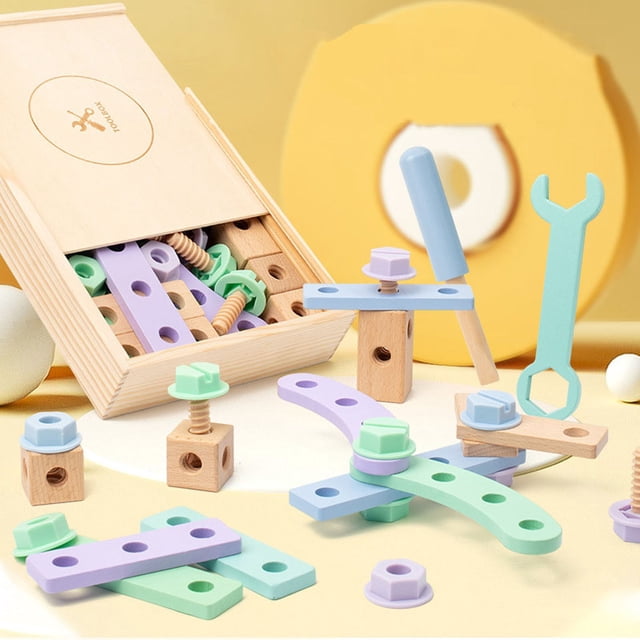 MTBLYS Wooden Screw Twisting Game Puzzle Toy Set 1 Nut Toy Included Hands-On Learning Early Education
