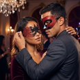 thumbnail image 6 of Masquerade Mask for Couples, 2 Pack Black Red Lace Masquerade Masks, Halloween Masks for Masquerade Party Events, 6 of 6