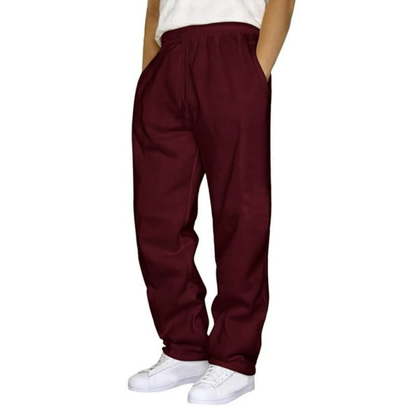 SNOWSONG Tear away Pants for Men Clearance! Men's Casual Pants Sweatpants Solid Color Running Fitness Pants, Side Snap Pants, Sweatpants for Men, Baggy Sweatpants 1PC Pants Red3 S