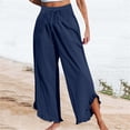 thumbnail image 1 of Pantalon Large Femme, Été Palazzo Fluide Plage avec Poches, 1 of 5