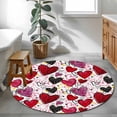 thumbnail image 3 of Round Rug 3.3Ft Washable Non-Slip, Romantic Love Circle Area Rugs for Living Room Bedroom, Valentine's Day Cartoon Stars Heart Pink Red Indoor Floor Mats Carpet Runner for Home Decor Aesthetic, 3 of 8