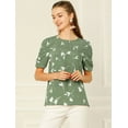 thumbnail image 3 of INSPIRE CHIC Women's Elegant Shirred Short Sleeve Regular Fit Floral Top, 3 of 4