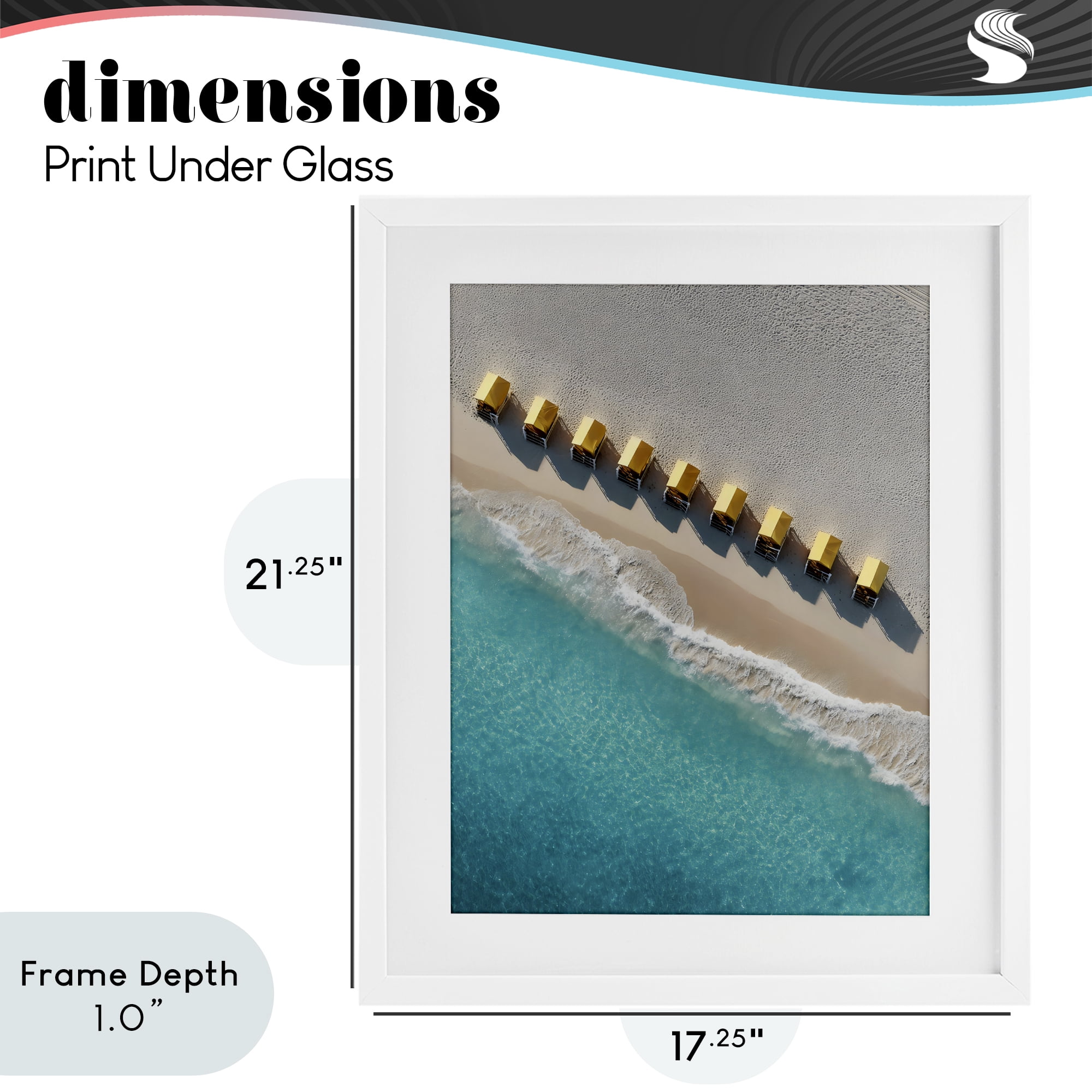 Stupell Industries Yellow Cabanas Along Shore White Framed Print Under Glass, design by Franklyn Gregory