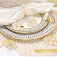thumbnail image 3 of LShunze 6 Pcs White Flower Napkin Rings Bulk, Holiday Gold Cloth Napkin Rings Floral Serviette Buckles Party Table Decor for Baby Shower Fall Thanksgiving Wedding Banquet Dinner Daily Use, 3 of 6