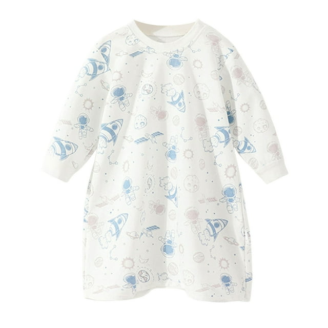 Hiiyo Chemise de Nuit à Manches Longues Col Rond en Coton pour Bébés Garçons Filles, Tailles 3M-4T