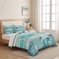 thumbnail image 5 of Queen Quilt Set 90''x96'', Teal Coastal Beach Lightweight Bedspread Coverlet Set with 2 Pillow Shams, Nautical Starfish Coral Vintage Wooden Breathable All Season Quilt Bedding for Bedroom/Guest Room, 5 of 9