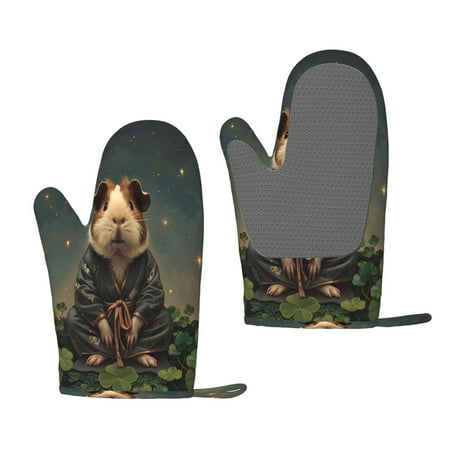 

Zeuib Lotus Leaf Starry Sky Guinea Pig Print Oven Mitts Oven Gloves with Non-Slip Silicone Heat and Slip Resistant Cooking Mitt Set for Cooking and Baking (2 Count)