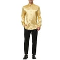 thumbnail image 2 of MODA NOVA Big & Tall Men's Dress Satin V Neck Long Sleeve Button Down Shirts Golden LT, 2 of 6