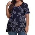 thumbnail image 2 of TQWQT Women's Plus Size Tops Cute Summer Floral Top Womens V Neck Tunic Short Sleeve Tops Dressy Casual Blouses Plus Size Womens Clothes, 2 of 6