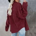 thumbnail image 6 of DondPO Long Sleeve Shirts for Women Flannel Shirt Women Womens Corduroy Button Down Shirt Oversized Blouses Tops Long Sleeve Casual Warm Jacket With Pockets Womens Tops Business Casual Tops Wine S, 6 of 8