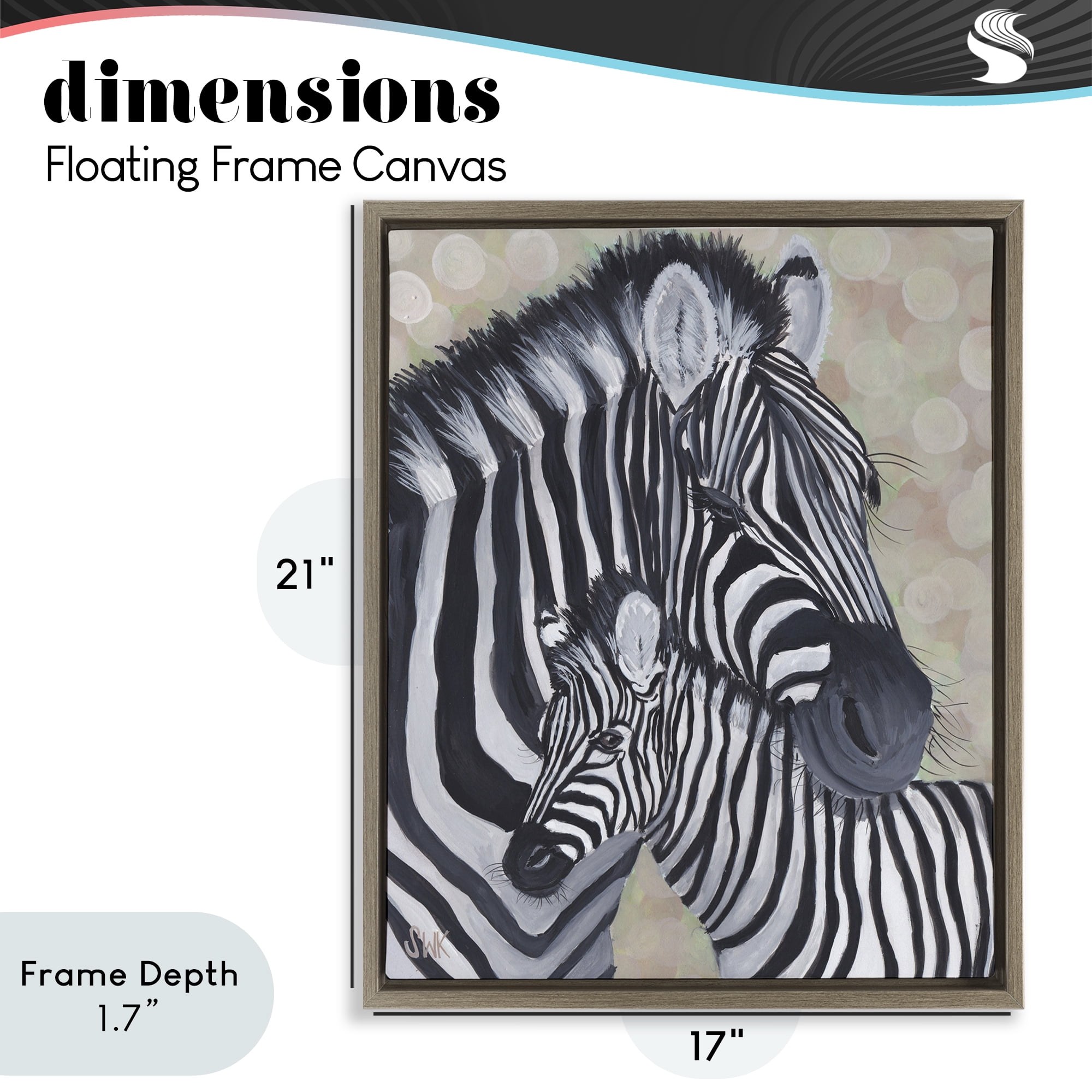 Stupell Industries Mama Zebra & Her Foal Brown Framed Floater Canvas Wall Art, design by Sarah Waldron Kimball