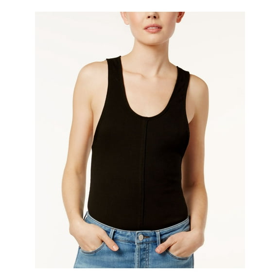 Free People Womens Lace Trim U-Neck Tank Top Black M