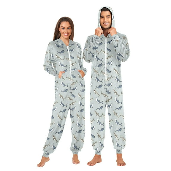 joogoo Sharks Vintage Unisex Adults Onesies Pajamas Jumpsuits L