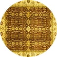 thumbnail image 1 of Ahgly Company Indoor Round Oriental Yellow Traditional Area Rugs, 5' Round, 1 of 4