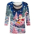 thumbnail image 5 of VKOYWKM Christmas Shirts for Women 3/4 Length Sleeve Women Tops Xmas Graphic Casual Crew Neck Holiday Tunic Blouses, 5 of 6