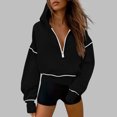 thumbnail image 2 of APEXFWDT Women's Half-Zip Hoodie Drop Shoulder Long Sleeve Hooded Sweatshirt Casual Cropped Sweatshirt Pullover, 2 of 6