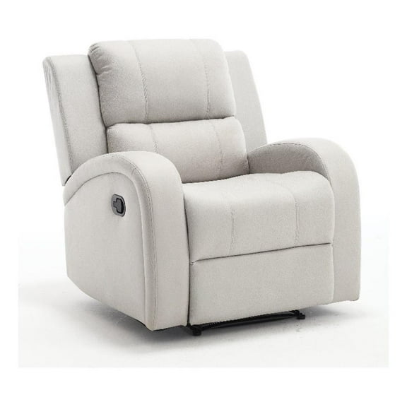 Pemberly Row Modern Recliner Chair Adjustable Fabric Single Sofa in Beige