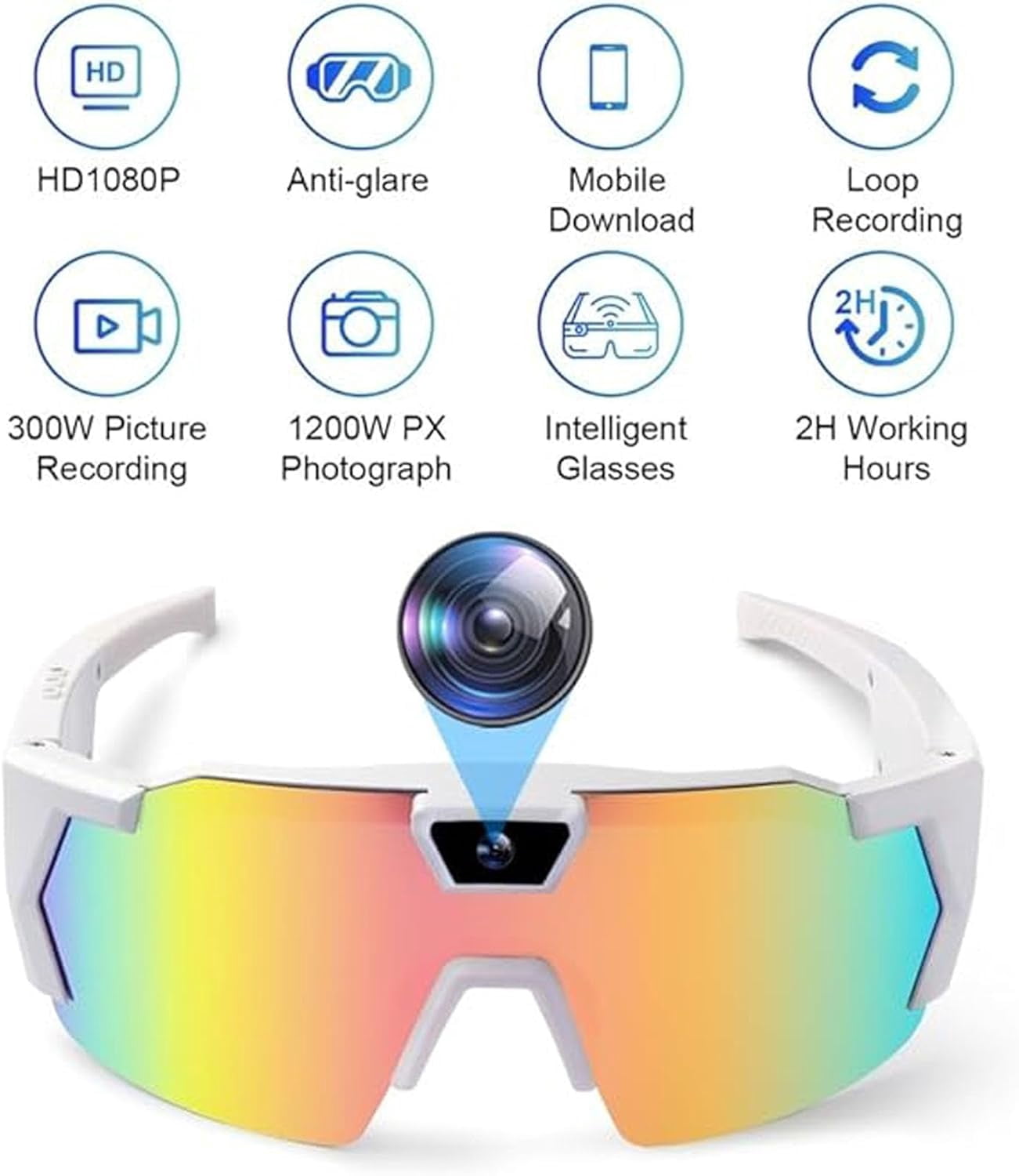 4K HD Video Camera Baseball Glasses with Camera POV Pro Sports Glasses Recording Action Cameras Sunglasses 2026 Upgrade Smart Video Recording Glasses for Action Sports with Memory (Black B)