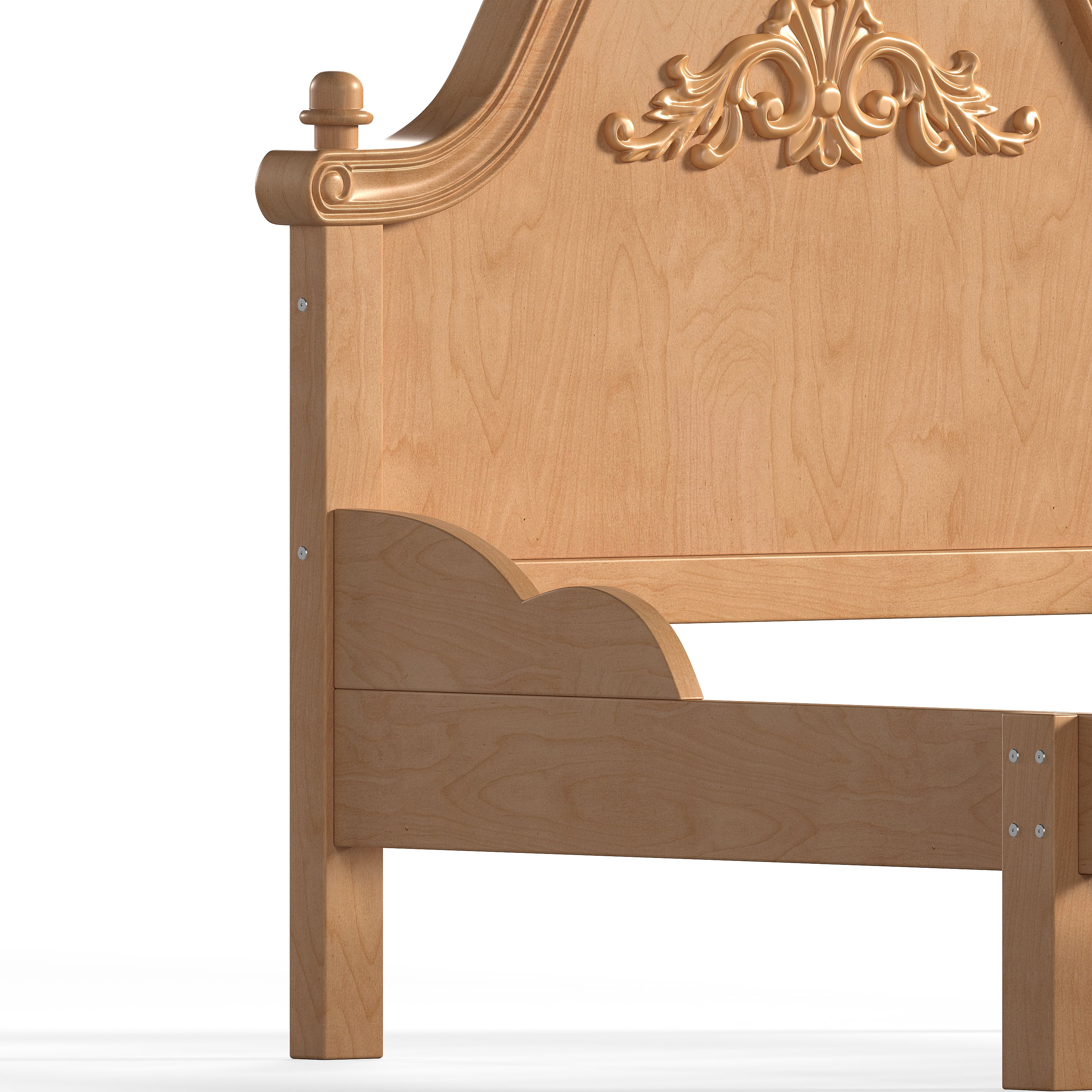 GARITIN Twin Vintage Carved Platform Bed with Headboard, Solid Wood Bed Frame with Slatted Support, Low Profile Platform Bed, No Box Spring Needed, Natural