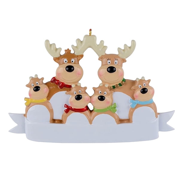 Adornos familiares de renos personalizados, estatuas para escribir, decoración para fiestas navideñas 6 cabeza