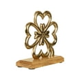 thumbnail image 3 of Northlight Four Leaf Clover Metal Decoration with Wooden Base - 6.5", 3 of 5