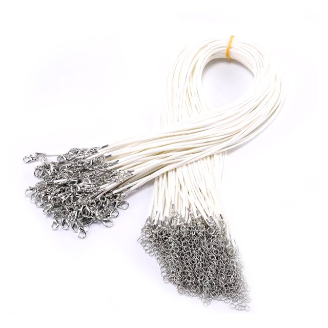 Cordón de cuero Inteprter 30 Piezas para collar Blanco 1.5 mm