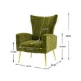 thumbnail image 7 of Accent Chair, Curved Tufted Accent Chair with Metal Gold Legs, Velvet Upholstered Arm Club Leisure Modern Chair for Living Room Bedroom Patio, Mid-Century Comfy Reading Chair, Olive, 7 of 7