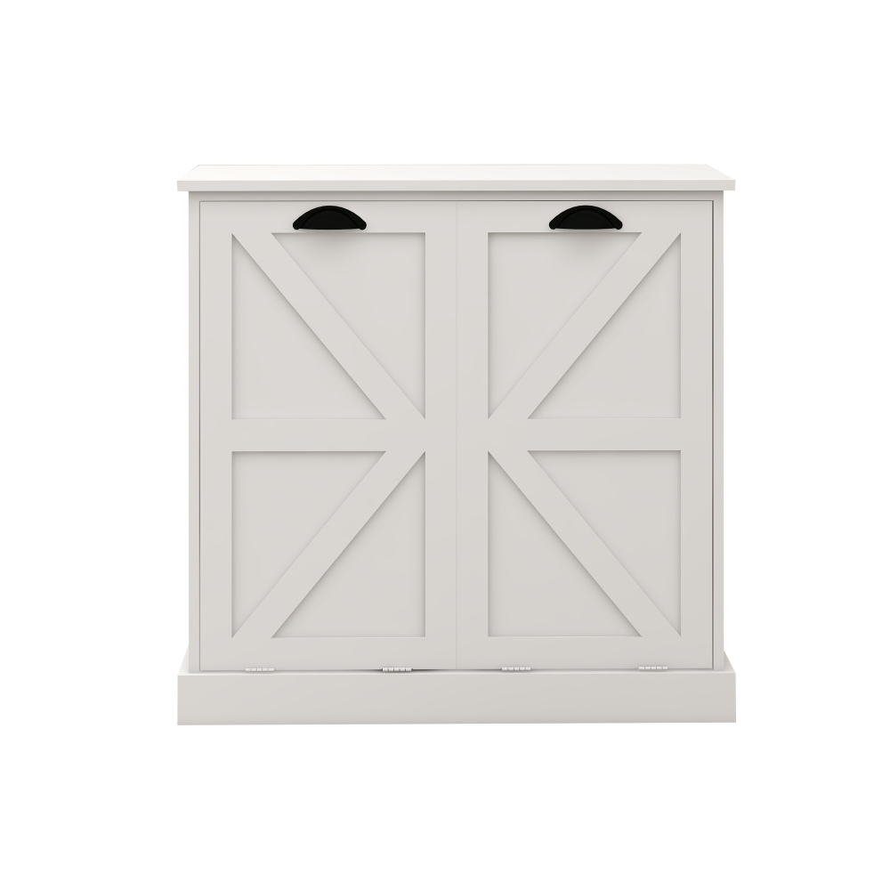 Tcbosik Tilt Out Laundry Hamper Cabinet with Removable Cloth Bags, Double Hidden Laundry Hamper Cabinet, Bathroom Storage Cabinet, Free Standing Organizer for Kitchen Living Room, White