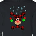 thumbnail image 4 of Inktastic Cute Flannel Reindeer with Christmas Bulbs and Snowflakes Long Sleeve T-Shirt, 4 of 5