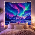 thumbnail image 2 of Aurora Borealis Over Snowy Mountains and Reflecting Lake, Mystical Fantasy for Nature Lovers, Northern Lights Wall Art, Christmas Gift, Tapestry Wall Hanging for Bedroom and Living Room, 2 of 7